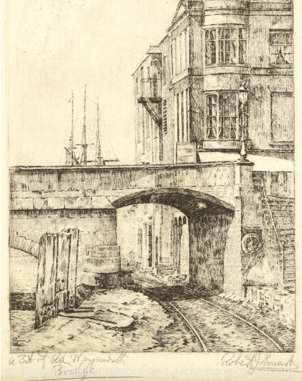 old Weymouth town bridge by artist Robert smart CCO DCM
