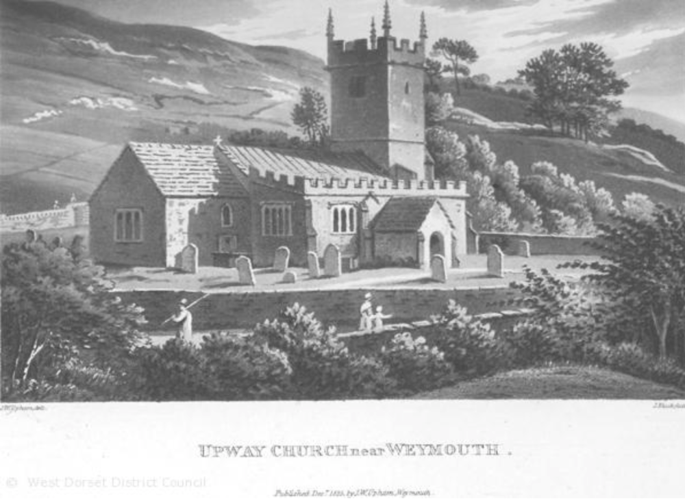 Upwey church old print