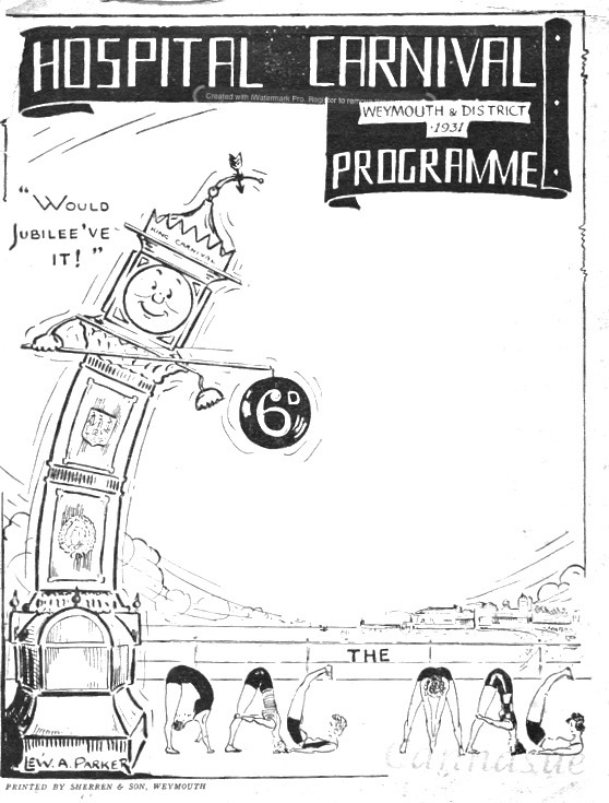 Weymouth Queen Victorian Clock 1931 hospital carnival