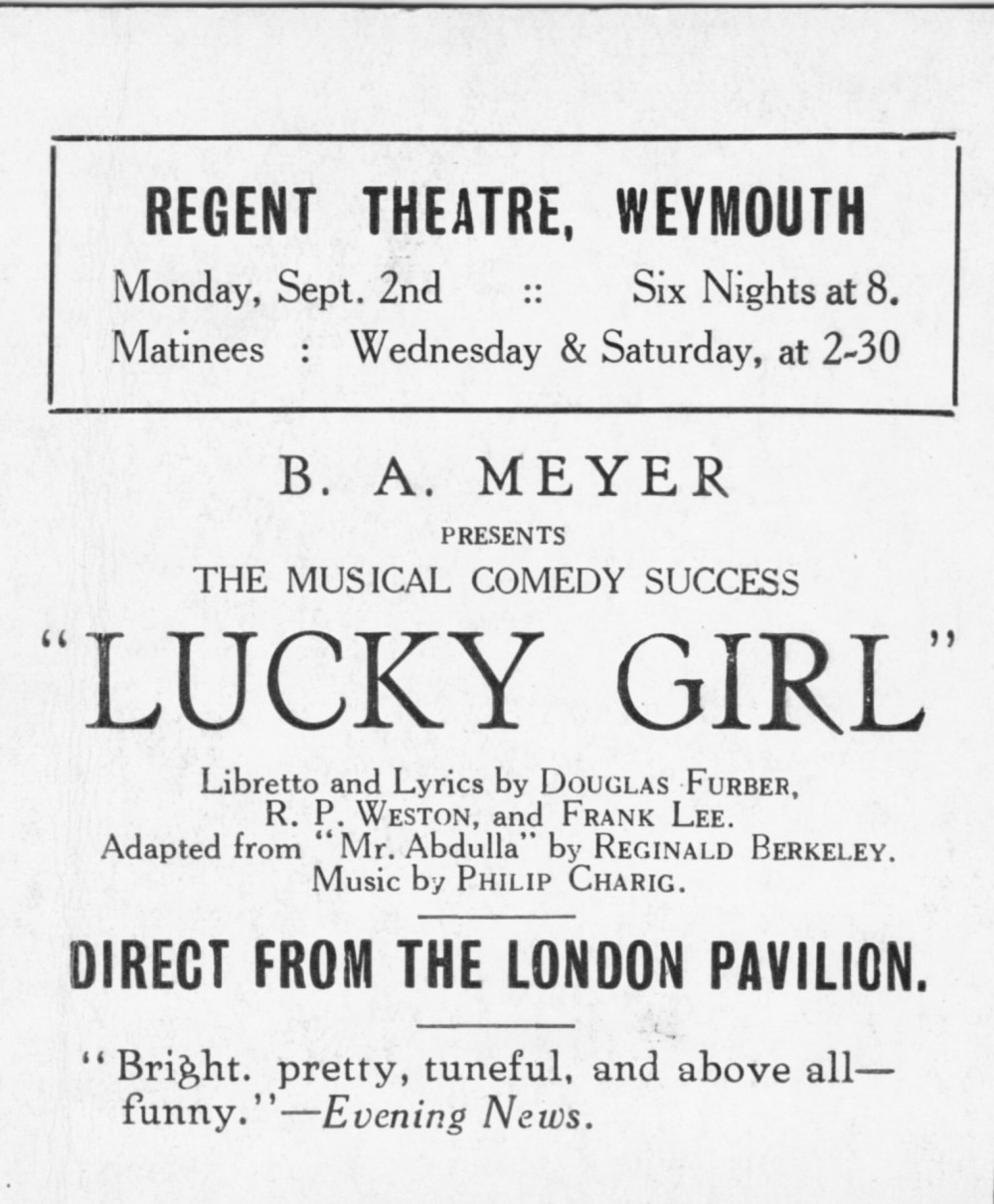 Lucky Girl II 1930's Jubilee Hall Weymouth llustrated magazine 1892