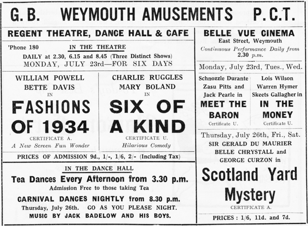 PCT's amusements Weymouth 1930's Jubilee Hall Weymouth 2
