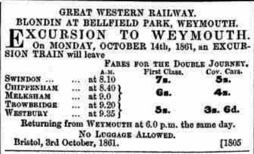 Train excursion to Weymouth for Blondin