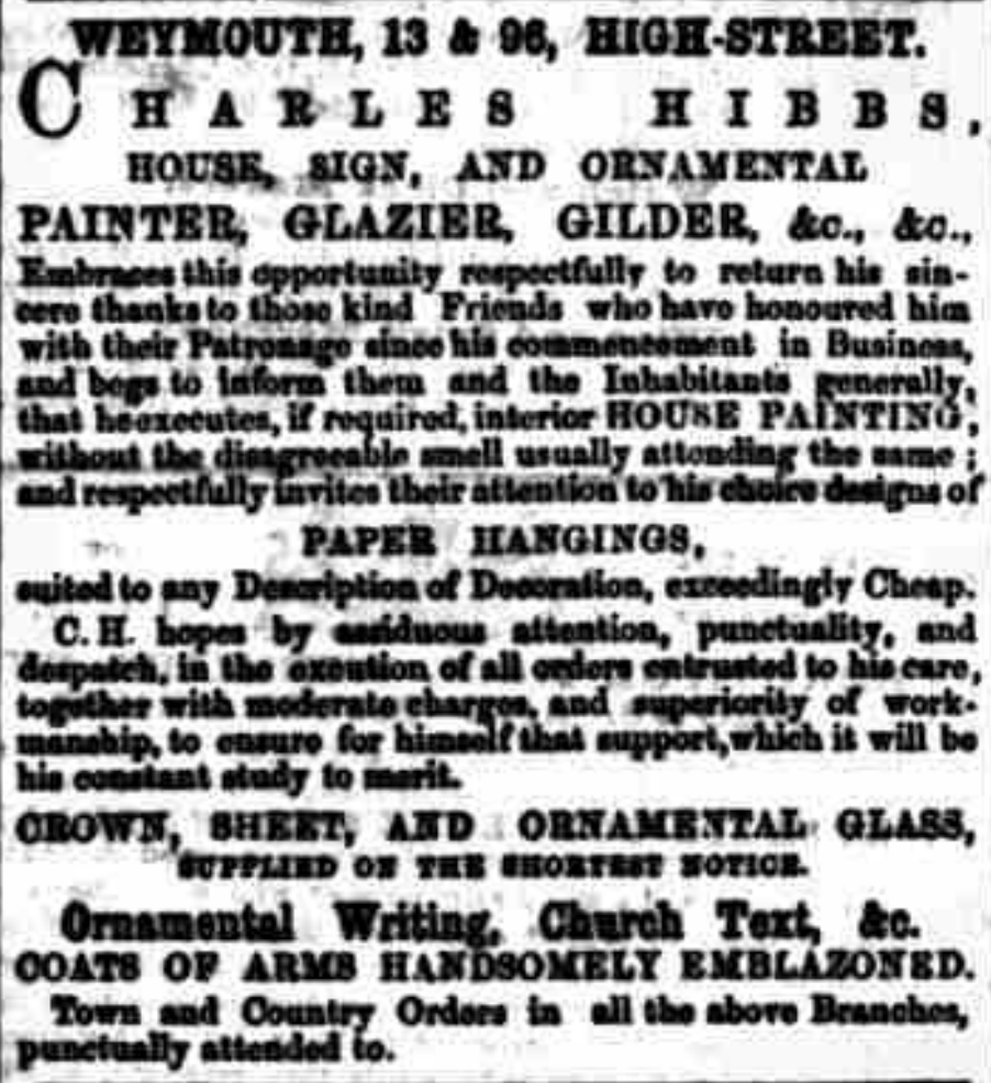 charles hibbs 13 and 65 weymouth high street 1859