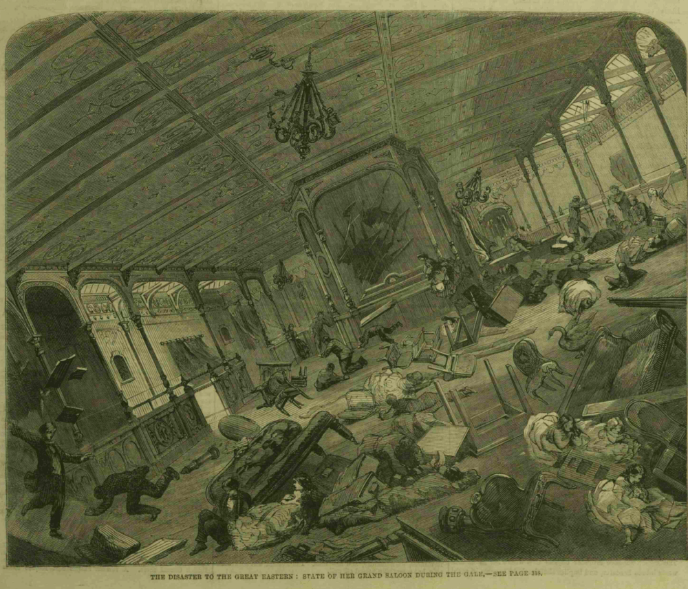 Saloon of teh Great Eastern during her disaster September 1861 London Illustrated Sep 28th 1861